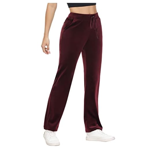 COZZIPLUS Women Velour Pant,Soft Velvet Sweatpant for Women, Straight Leg High Waist Velour Lounge Pant with Pockets (Wine,Medium)