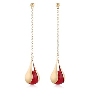 NA Dangle Drop Earrings for Women Girls Imitation Pearl Red Pendant Long Earrings Jewellery for Women