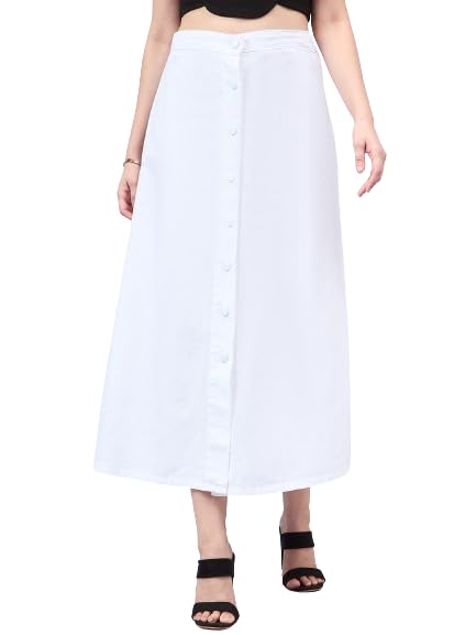 Image of Style Quotient Women Black A-Line Maxi Denim Skirt