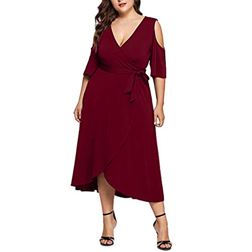 Beikoard_Vestido,2019 Primavera y Verano Vestido de Las señoras Vestido Largo con Cuello en V y Escote en el Hombro Falda de señora Ropa de Mujer Dia de San Valentin Regalo Navidad