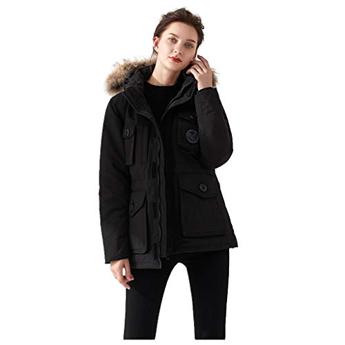 Dermanony Women's Down Coat Winter Warm Large Size Pockets Casual Down Jacket Faux