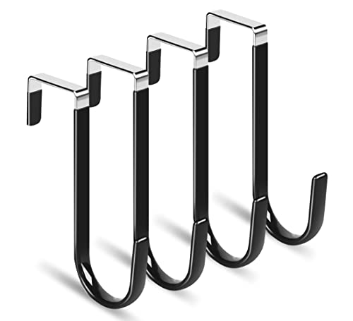 lmytdo Over Door Hooks Hangers 4Pcs Dipping Plastic Rustproof with Anti-Scratch Thickening Fits Under 3.7 cm Widths as Cabinet Hooks