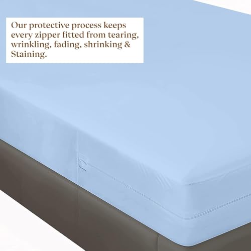 Image of Zippered Mattress Topper 75 inchx60 inchx8 inch Terry Cotton Waterproof Mattress Protector | Dust Mite Proof, Bed Bug Protection Mattress Cover for Queen Bed Size with 8 inch Drop (75x60x8,Light Blue)