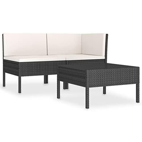 vidaXL Salon de Jardin 3 pcs avec Coussins Mobilier de Patio Meub...