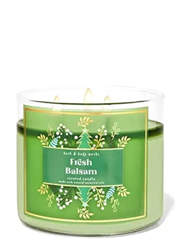 Bath & Body Works, White Barn 3-Wick Candle w/Essential Oils - 14.5 oz - 2021 Christmas Scents! (Fresh Balsam)