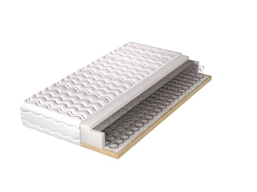Verona Idee Leder Luxus Betten mit Bettkasten Bett mit Lattenrost mit Matratze Mittelfest 20cm Höhe Großer 180x200 Weis