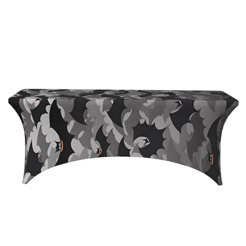 Nappe de table extensible 1,8m chauve-souris grise en élasthanne pour buffet rectangulaire - 3