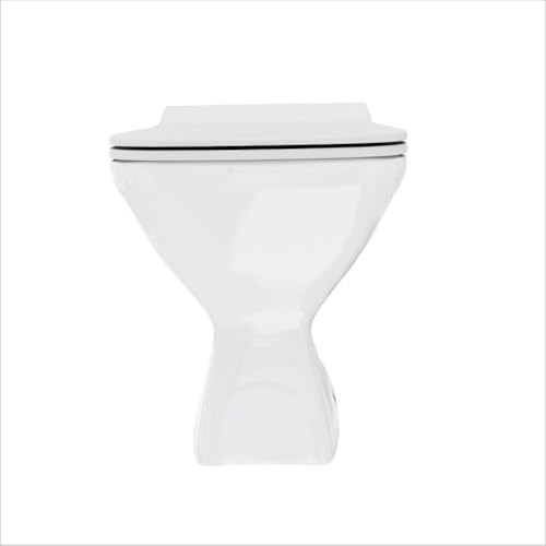 Image of Ceromax Ceramic Floor Mounted EWC Combo with Seat Cover (PP) - P Trap Commode 52 X 36 X 40 cm (White Glossy Finish) for Bathrooms (P Trap)