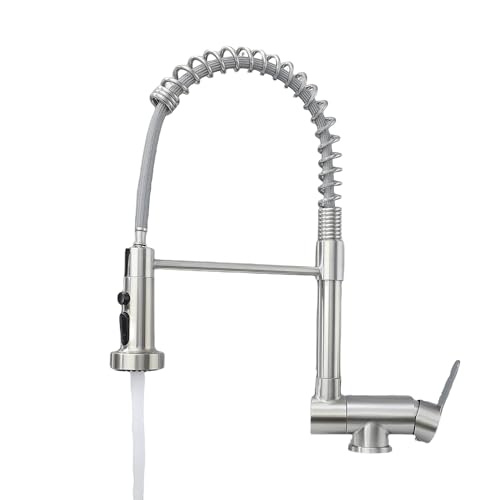 Robinet Cuisine Rabattable Douchette, Mitigeur Cuisine Rabattable Flexible Cuisine,Inox 304 Brossé Pivotant 360°, Robinet De Cuisine Rabattable