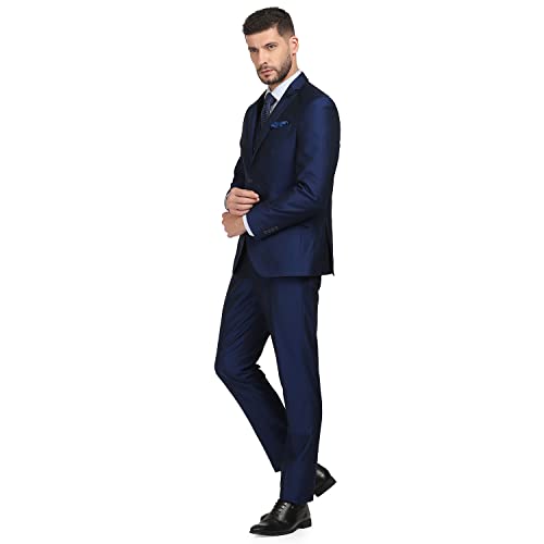 Image of Blackberrys Men Red Solid Slim Fit Suits