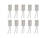 Pack of 10 Bi-Pin Ceramic Socket Miniauture - 12 in. Leads, 18 AWG, 225 Deg, 250 Volts, 100 Watts for MR16 or MR11 Halogen Bulb