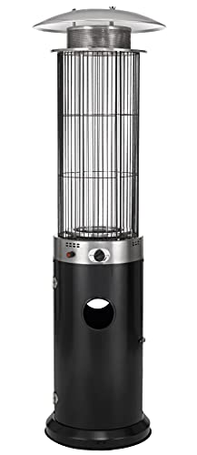 tepro Terrassenfeuer Ventura, Feuerschale, Feuerkorb für den Garten, schwarz/Silber, inkl. Regler und Schlauch, Maße ca. 53 x 53 x 177 cm