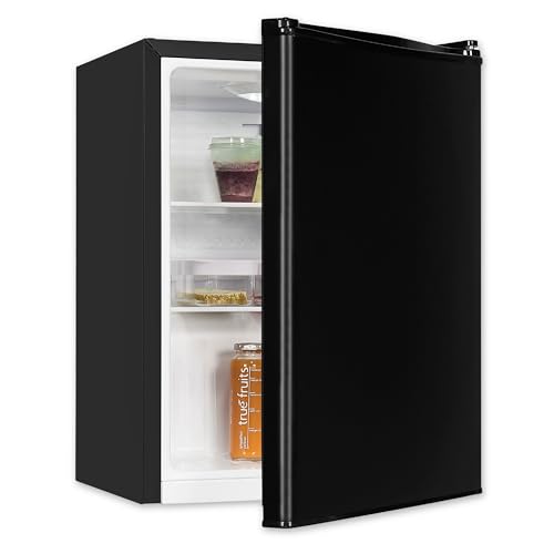 Exquisit Mini-Kühlschrank, Kühlschrank ohne Gefrierfach, 50 Liter, 45 cm Breite, LED-Innenbeleuchtung, Temperaturregelung, Kühlschrank klein, KB560-V-091E schwarz