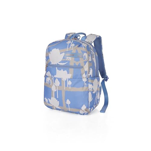 Image of American Tourister x Love Child by Masaba Printed Polyester Backpack for Women /Stylish Lightweight College & Travel Backpack /Spacious Compartments /Padded Shoulder Straps /Trendy Casual Bag- Blue