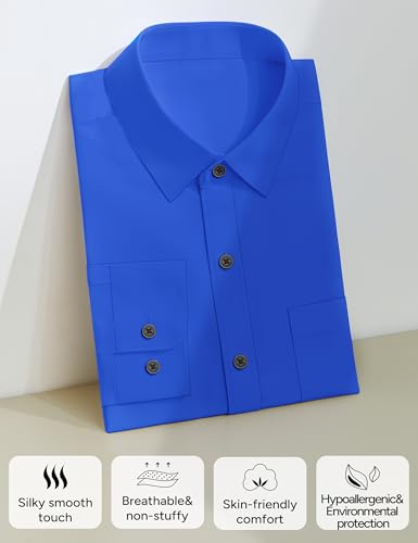 Image of Boys Long Sleeve Button-Down Dress Shirts with Tie: 2 Fabrics (Stretch /Standard) & 2 Fits (Regular /Husky)