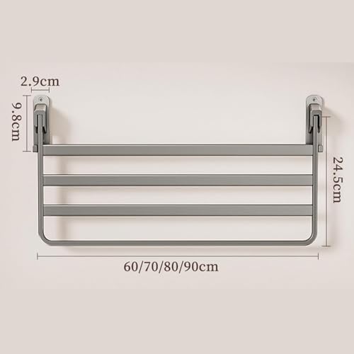 Porte-serviettes mural compact pliable avec étagère de rangement 80cm - 7
