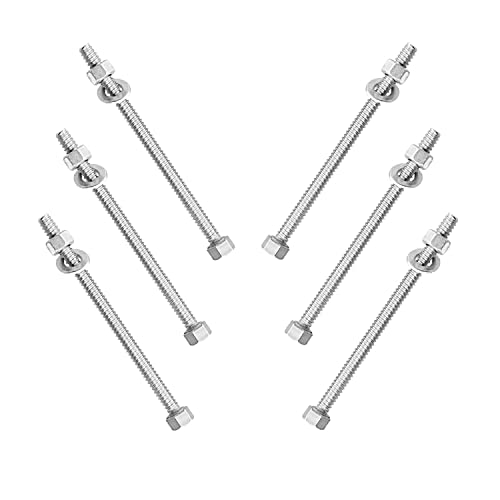 Image of 8 Pcs, SUS304 M6 x 110mm Hex Head Bolts Screws, Strength Grade A2-70 (Grade 5.8), Fully Threaded Plain Finish