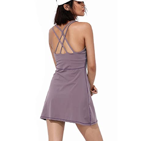 Sport Trainingskleid für Damen, Dehnbar, Golf-Tenniskleid, Ärmellos, mit Shorts und Taschen Cover