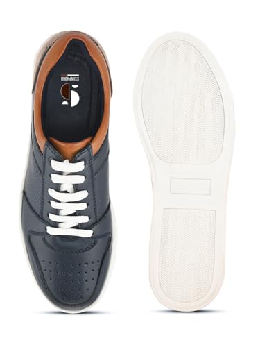 Image of STANPHORD Mens Eclipse Steps Sneakers | Perforated Chunky Casual Lace Up Shoes | Trendy Flat Sole Slip Resistance Comfortable Footwear