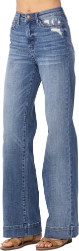 Judy Blue High Rise Distressed Denim Trousers2