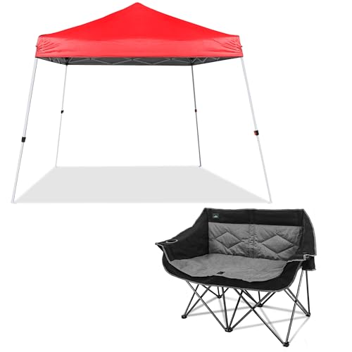 8X8-FT-Outdoor-Pop-Up-Canopy-Tent-Slant-LegsLoveseat-Camping-Chair-Portable-Double-Camp-Chair-for-Wedding-PartyCommercial-EventPatioGardenBeach