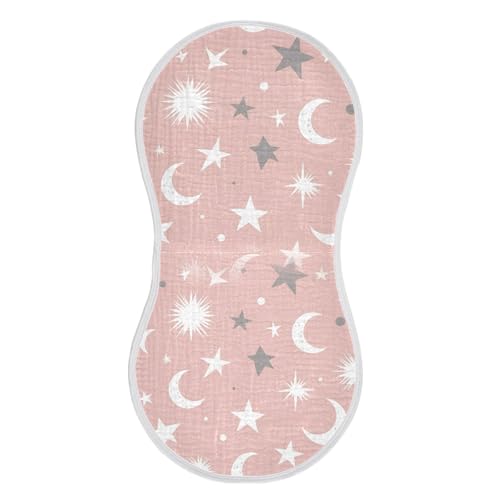 Muslin Baby Burp Cloths Set of 4, Soft Absorbent Starts and Moon Cotton Burping Cloth, Milk Spit Up Rags for Newborn Unisex, 22 x 11 Inch2