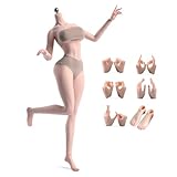 Fremego 1/6 Scale Female Body 12inch Super Flexible Seamless Female Figure Body with Detachable Feet Pale Skin Large Bust Miniature Action Figure Doll