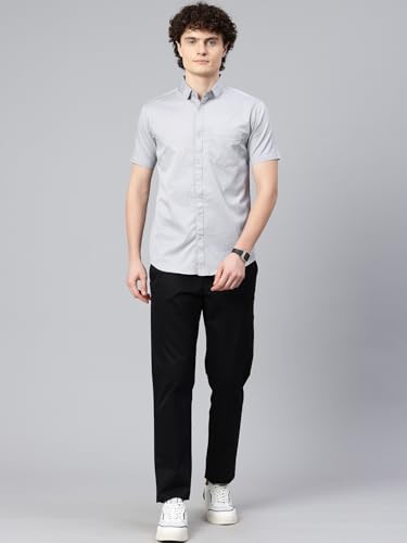 Image of Majestic Man Slim Fit Pure Cotton Half Sleeve Solid Casual Shirt