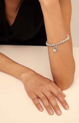 UNOde50 HEART PADLOCK Elastic Bracelet, Sterling Silver-Plated, Handcrafted in Spain4