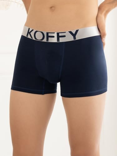 Image of KOFFY Men's Malleable Cotton Lycra Long Trunk with Minus Cutting Pouch and Moisture Wicking Properties
