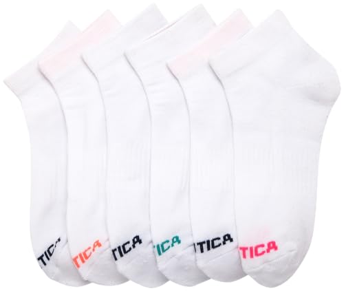 Image of Nautica Womens Quarter Socks Athletic Cushion Moisture Wicking Socks 6 Pack | Stretch Performance Dri-Motion Fabric, Cushioned with Arch Support, Breathable Mesh Panels, Quarter Cut, Shoe Size 4-10
