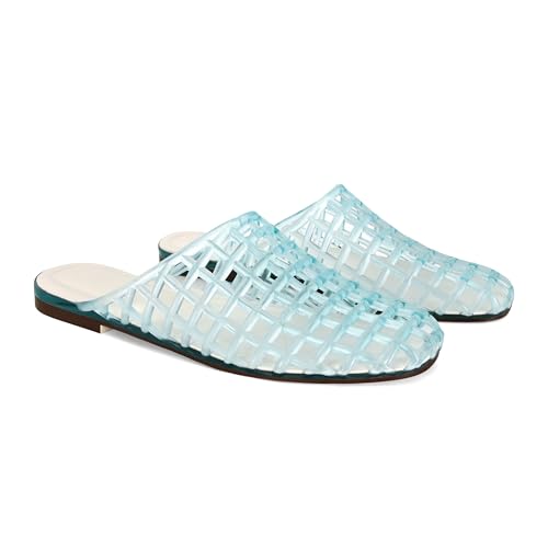 Image of Women's Red Jelly Mesh Slides, Comfortable Flat Slip On Sandals, Casual Summer Beach Slippers