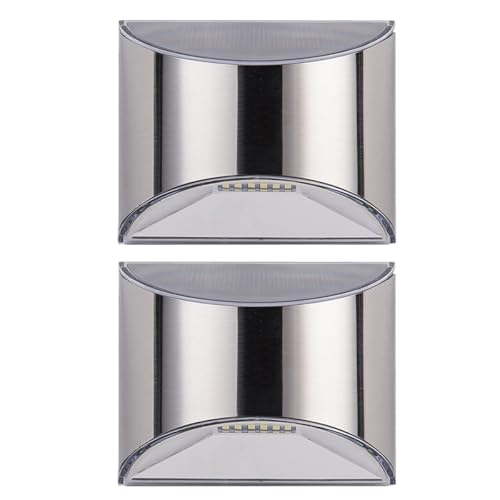 TOYANDONA Lámpara de Pared Solar LED Ip44, 2 Unidades, Luz de Energía Solar para Exteriores, Acero Inoxidable, Adecuado para Jardín, Patio y Césped, Luces LED para Paso y Paisaje