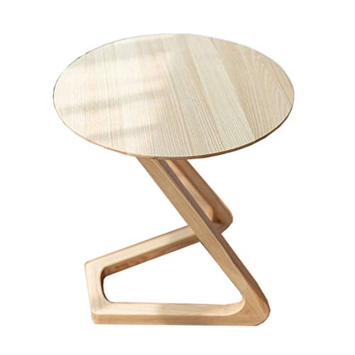 Telephone Table, Solid Wood Round Side Table/Telephone Rack,Save Space,Art Side Table,Bending Legs,2 Colors (Color:Wood,Size:23.6223.6225.59in)