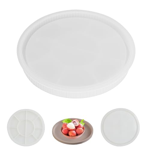 LHOEST Moule rond en silicone pour plateau - Moule rond en silicone - Moule en silicone - Moule rond avec rainures - Pour assiette à fruits, assiette à...
