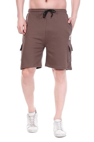 Men’s Cotton Cargo Shorts for Gym Workout & Casual Wear | Short Pant for Men | Breathable Lightweight Fabric | Running Sports Yoga Shorts | Beach Summer Everyday Use Brown-image-20