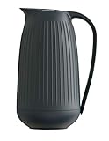 Kähler Hammershoi Thermos Kanne für Tee oder Kaffee mit Glas-Einsatz und Druckknopffunktion, große Teekanne, Isolierkanne 1l, Anthrazit Grau