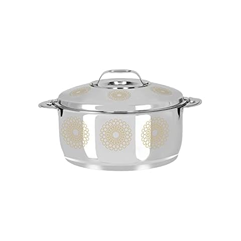 Royalford 2L Hot Pot Insulated Food Warmer - Stainless Steel Casserole Dish - Double Wall Insulated Serving Dish with Lid - Salwa Thermal Food Storage Container - Keeps Food Warm or Cool Cover