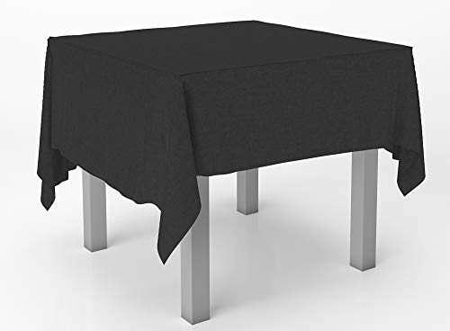 Westlane Linens Quadratische Tischdecke, 228,6 x 228,6 cm, 100 % Polyester, waschbar, ideal für Esstische, Partys, Festtagsessen, Hochzeit und Bankett, Schwarz, 228,6 x 228,6 cm Cover