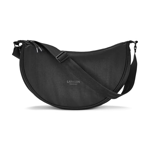 LARKSON Crossbody Bag Damen & Herren Schwarz - Solveig Medium - Umhängetasche im Halbmond Style - Halbrunde Schultertasche - Moon Bag Design - Wasserabweisend