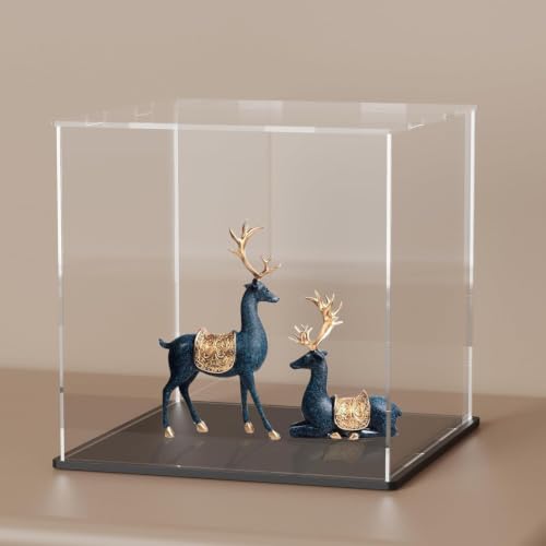 Image of Qzix Premium Clear Acrylic Display Showcase Box with Black Base | Dust-Resistant Transparent Display Case for Action Figures, Collectible Toys & Memorabilia Storage (6x6x6 Inch)