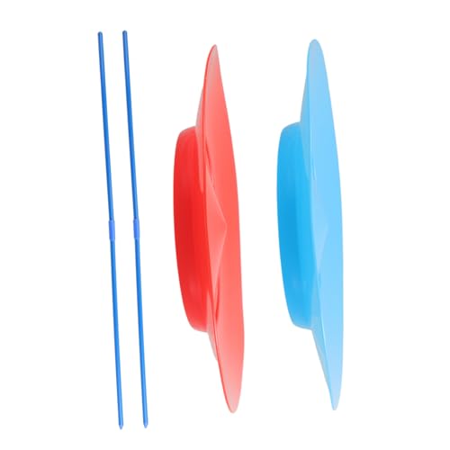 FUNNETOYU 2 Stück Jonglierteller Teilig mit Stöcken Robuste Zirkus Jonglier Requisiten für Erwachsene Vielseitig Einsetzbar für Spiel Performance und Motorisches Geschick Farblich Rot Blau