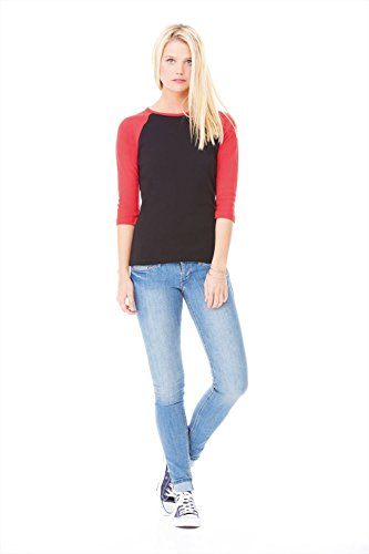 Bella Canvas Ladies Baby Rib 3/4 Sleeve Contrast Raglan T-Shirt