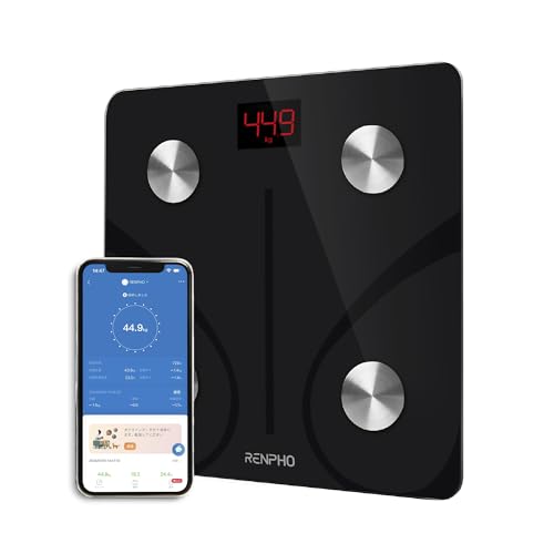 体重計 RENPHO レンフォ 体組成計 第二世代 Bluetooth接続 13項目測定可能 高精度 体脂肪計 強化ガラストップ ...