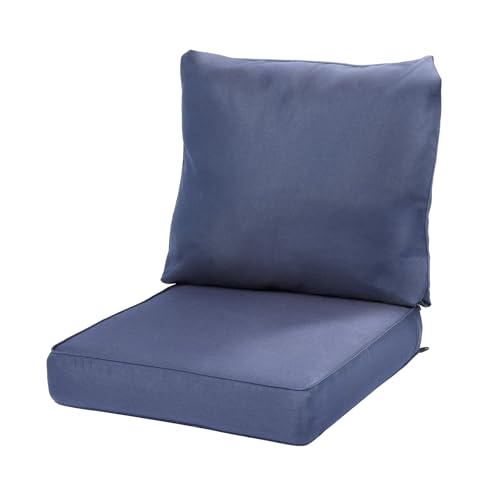 Aoodor 24 x 26 Inch Outdoor Seat Cushion Water-Resistant & Fade Resistant Deep Seat and Back Cushion with Removable Cover for Patio Furniture Chair Sofa and Couch Navy Blue