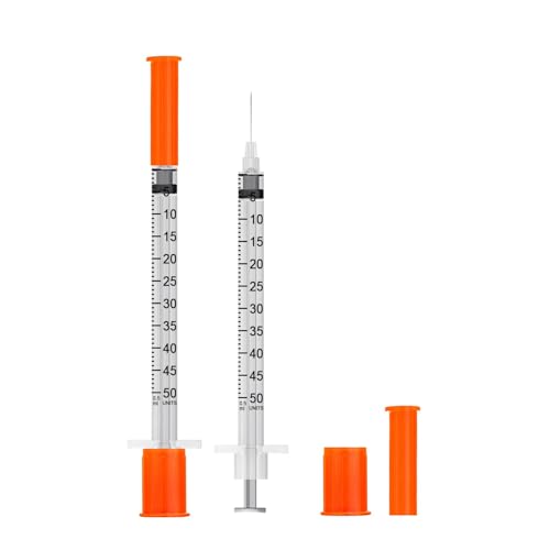 Image of 0.5ml Syringe with Needle,31G 0.5cc 5 /16 Inch 8mm Needle and Syringe,Individually Wrapped,Pack of 30