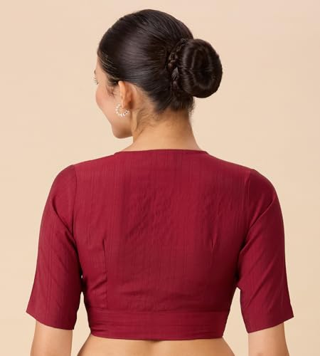 Image of Studio Shringaar Women Viscose Half Sleeve Smart V Neck Readymade Saree Blouse