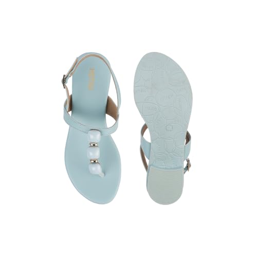 Image of Metro Women Faux Leather Beaded Thong Casual Sandals