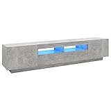 vidaXL Mueble para TV con Luces LED Soporte Mobiliario Aparador Estante Salón Sala de Estar Dormitorio Decoración Gris Hormigón 200x35x40 cm