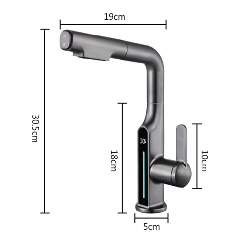 Robinet mitigeur de lavabo orientable gris pour faciliter la routine beauté